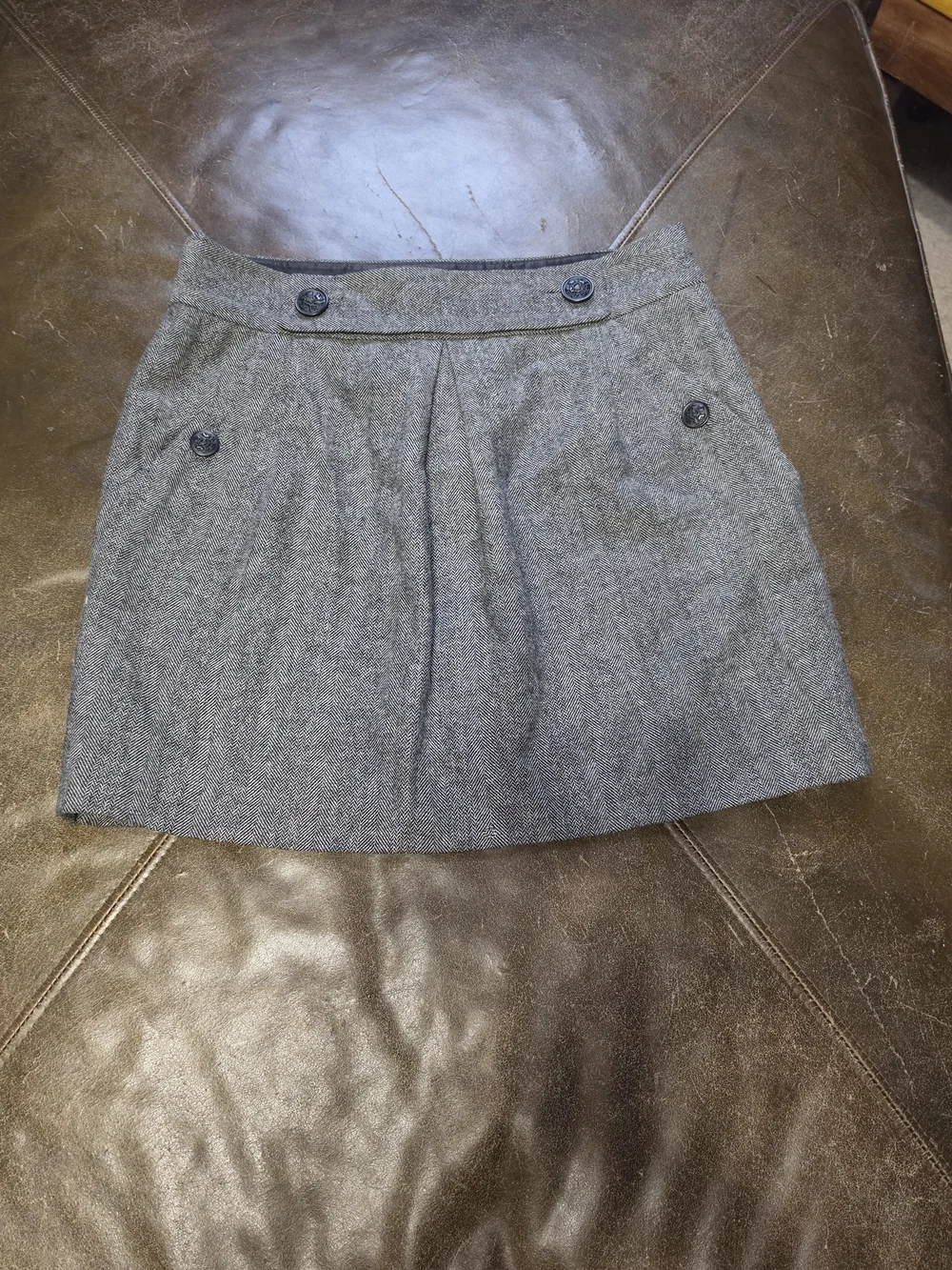 Banana Republic Grey Herringbone Pleated Mini Skirt 4